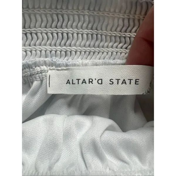 Altar'd State White Blue Ruffle Lace Floral Skirt Size XS - Image 5
