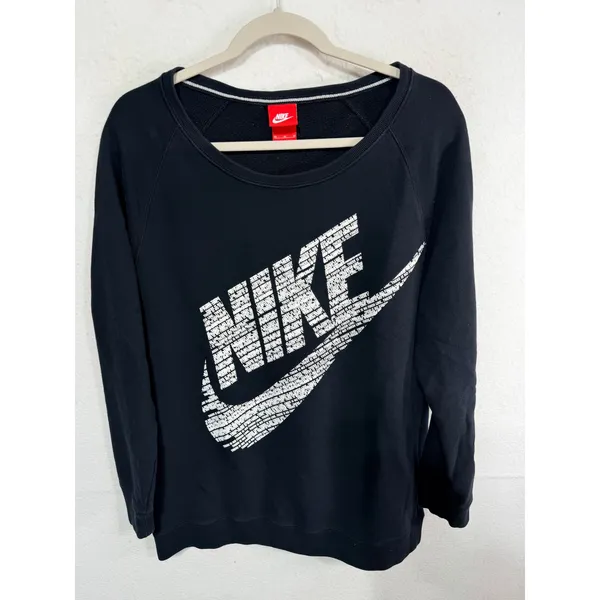 Nike Sweatshirt Logo Graphic Swoosh Pullover Women's Medium Black 683735-010 - Image 2
