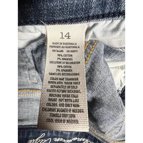 American Eagle Women's Blue Denim Stretch Shorts size 14 - Image 3