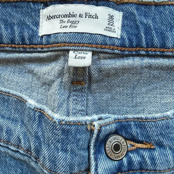 Abercrombie & Fitch Curve Love Low Rise Baggy Jean Size 36 Long - Image 10