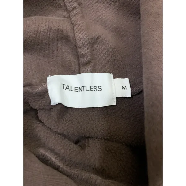 Talentless Brown Fleece Pullover Hoodie Minimalist Streetwear‎ Unisex Medium - Image 5