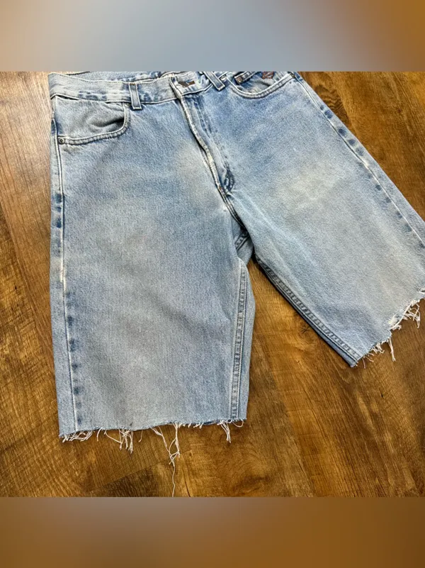 Vtg Y2K Harley-Davidson Baggy Cut Off Jorts Distressed Denim Jean Shorts Sz 31 - Image 5