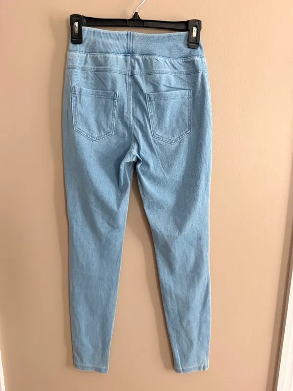Halara XS Full-Length Light Blue Denim-Look Leggings XS Cotton Blend - Image 2