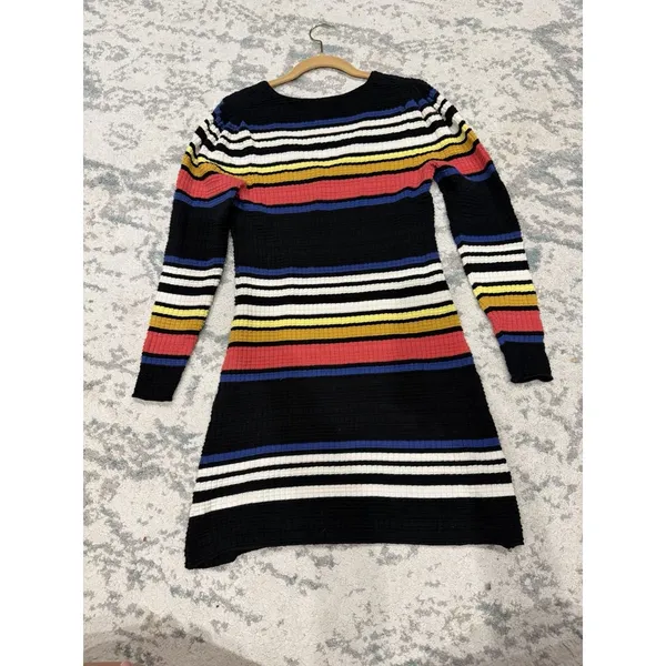 Free People Gidget Sweater Dress Striped Ribbed Puff Sleeve Mini Dress - Image 4