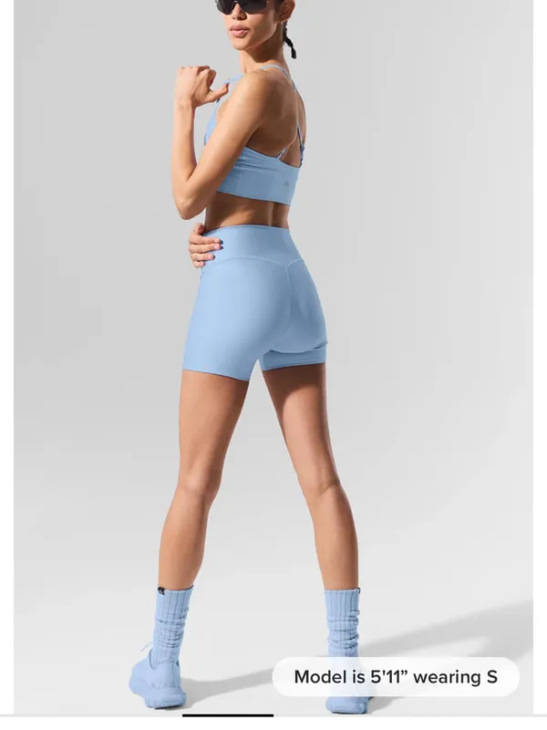 ALO Yoga Light Blue High-Rise Bike Shorts sz S - Image 2