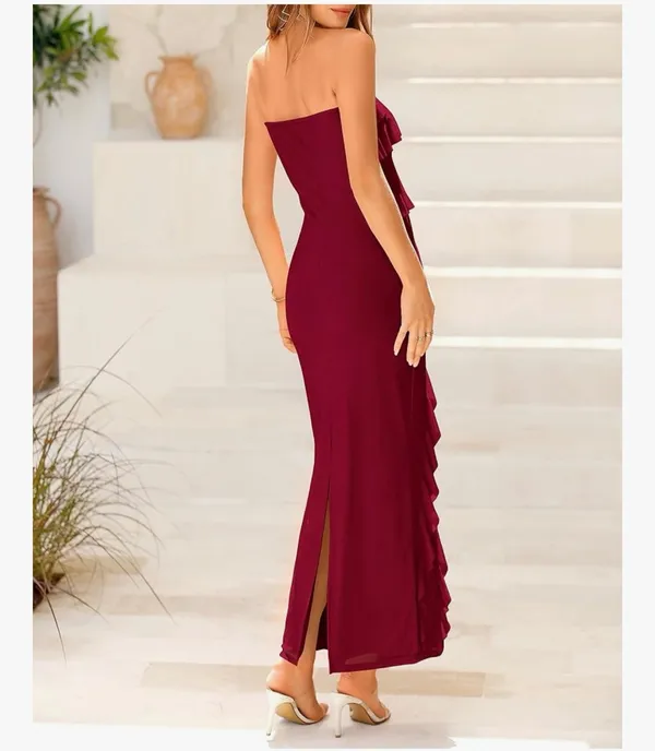 Strapless Bodycon Dress Red Size M - Image 2