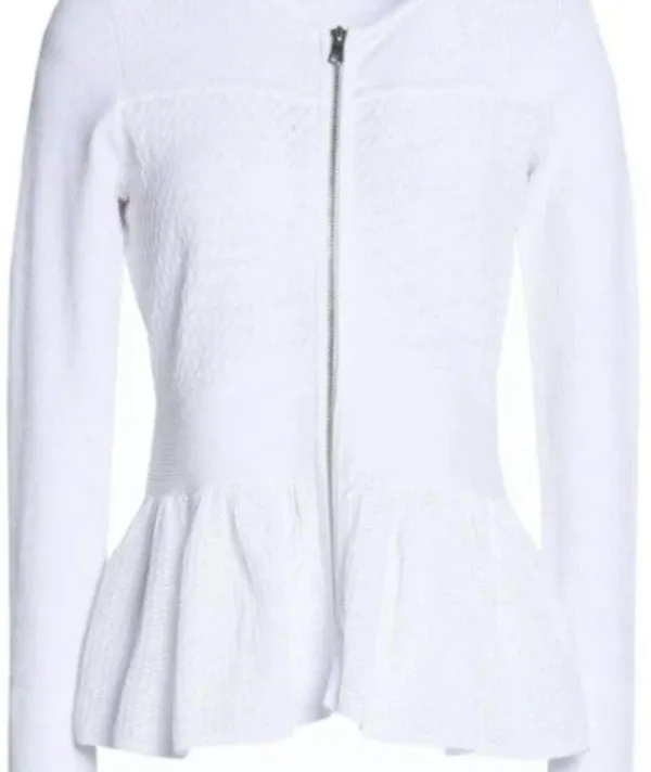 SANDRO stanislav Cardigan white sweater Women long sleeves size Medium Top Zipup - Image 4