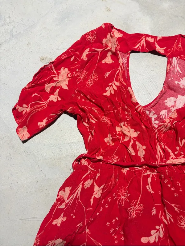 Gentle fawn Red Floral V-Neck Romper large - Image 2