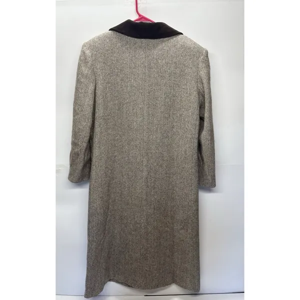 Vintage Noble Fashion Wool Coat Women’s | Herringbone Tweed Long Overcoat - Image 7