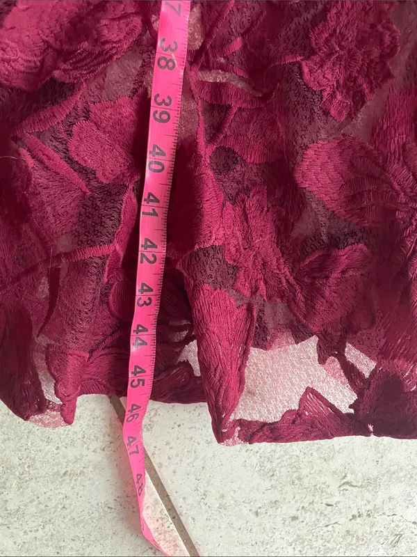 Lulus Alluring Dream Burgundy Floral Mesh Lace Trumpet Midi Dress - Image 16