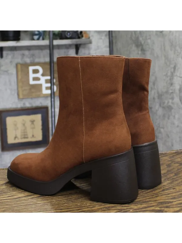Sun + Stone Womens Tiannaa Faux Micro Suede Ankle Boots Russet Brown 9.5M - Image 2