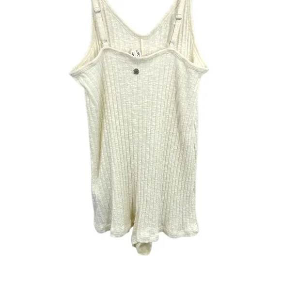 Roxy Ribbed Romper Cream Sleeveless V-Neck‎ Adjustable Straps Beach Casual Small - Image 7