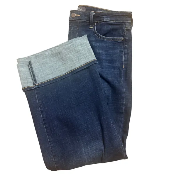 NYDJ Teresa Wide Leg Jeans Womens 8 Blue Excellent Cuffed Lift Tuck High Rise - Image 8