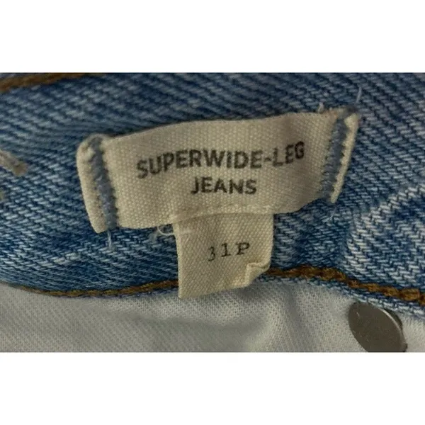 Madewell Super Wide Leg Jeans Stone Wash Blue Size 31P - Image 6
