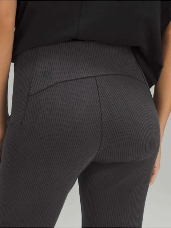 lululemon Ribbed Softstreme Zip leg High Rise Cropped 25” Pants Black Size 12 - Image 3