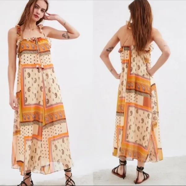 NWT‎ Zara paisley mixed print ruffle maxi dress - Image 2