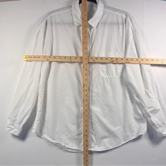 Aeropostale Womens White Button Down Shirt Oversized Pocket Long Sleeve M‎ - Image 5