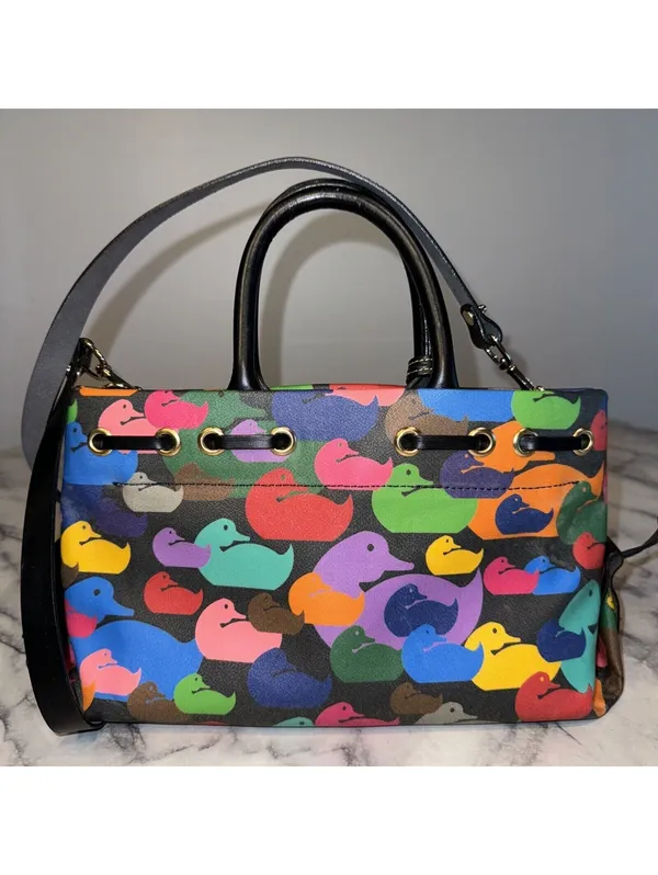 Dooney & Bourke Wonder Ducks Black Handbag Satchel Crossbody CLEAN NWOT Vintage - Image 5