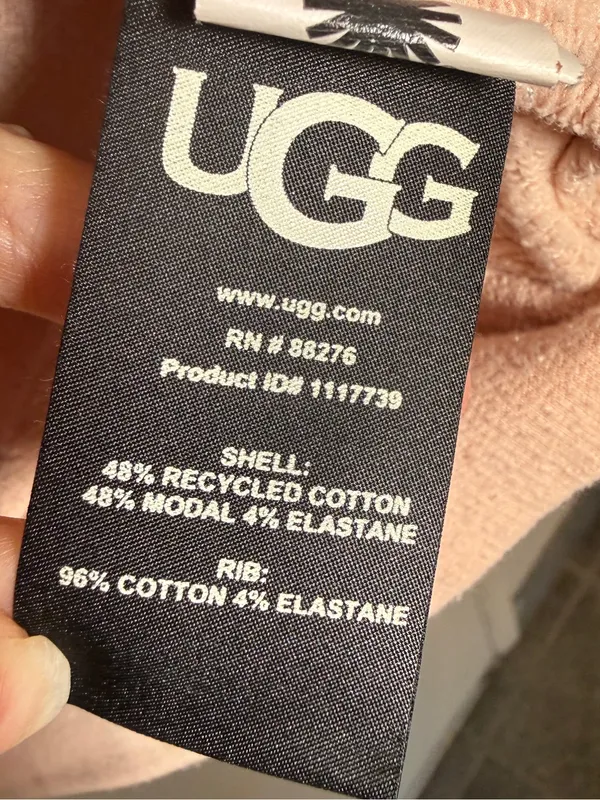 UGG Pink Blush Fleece-Lined Full Zip Hoodie with Logo Tag Medium - Image 5