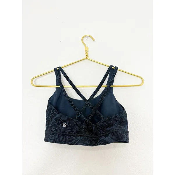 Lululemon Free To Be Serene Bra Size 6 Strappy Back Floral Print Blue Yoga - Image 12