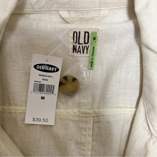 Old Navy Ivory Yellow Cast Double Breasted Tie Belt Woven Linen Blend Jacket NWT - Image 10