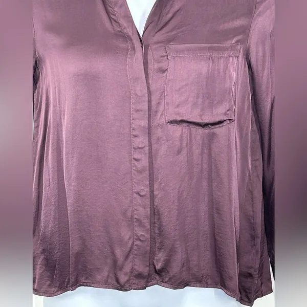 Young Fabulous & Broke Susan Blouse Small Plum Raisin Hidden Button Front NWOT - Image 5