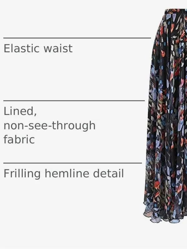 Chicwish Black Blooming Calla Lilly Floral Maxi Skirt with Blue and Red Accents - Image 4