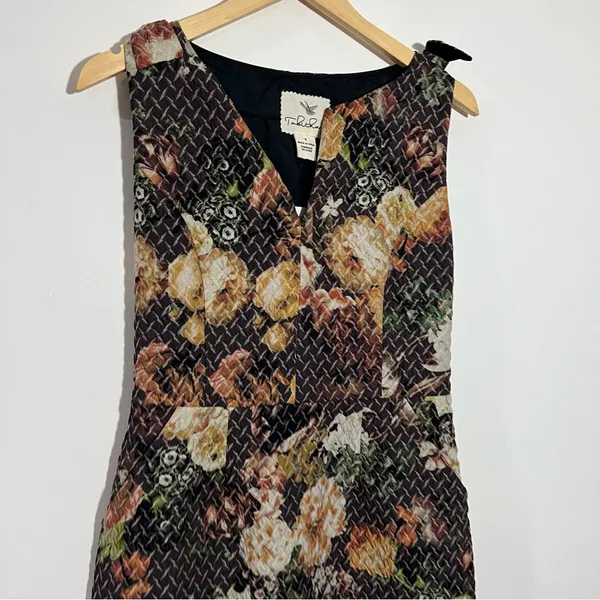 Anthropologie Tabitha Tema Quilted Floral Dress Pockets Size 6‎ Moody Florals - Image 3