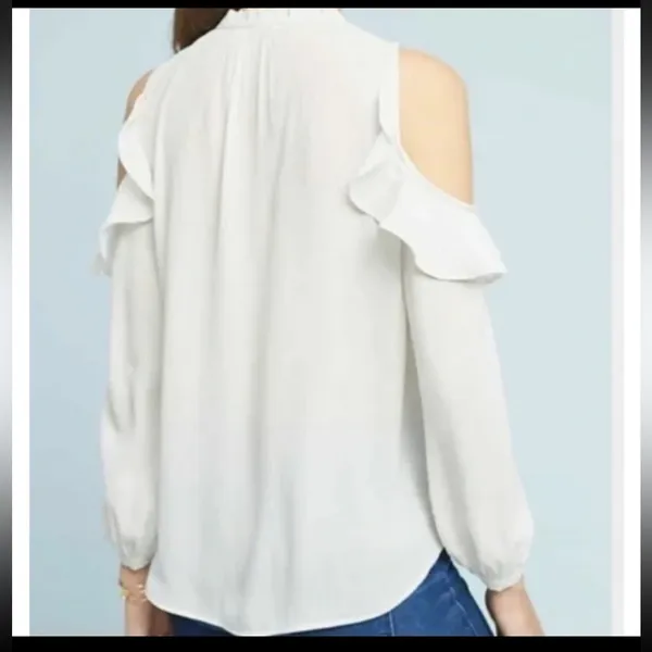 Anthropologie Maeve Liesel Cold Shoulder Top Large Light Mint Green - Image 6