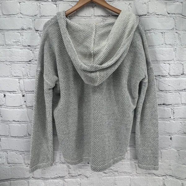 American Eagle Hoodie Women's XL Gray Textured Knit Cropped V Neck Casual - Image 2