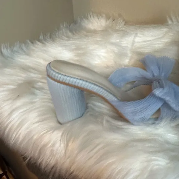 Blue Mules with Decorative Bow Size 6 - Image 7
