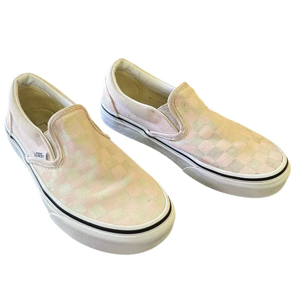 Vans Off The Wall Pink White Slip On Shoes Size 5 - Image 2