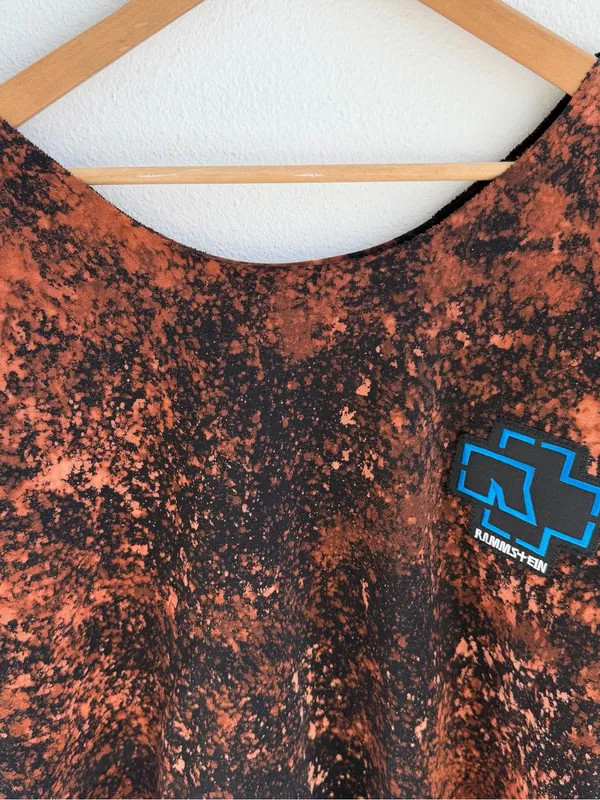 Custom Bleached Black & Brown Rammstein Graphic Off The Shoulder Tee - Image 2