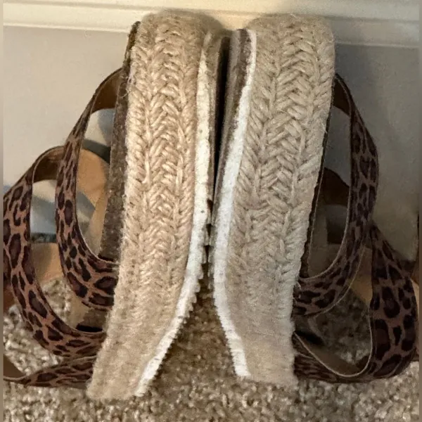Time & Tru Walmart Leopard Platform Espadrilles Sandals Women's Size 7 - Image 4