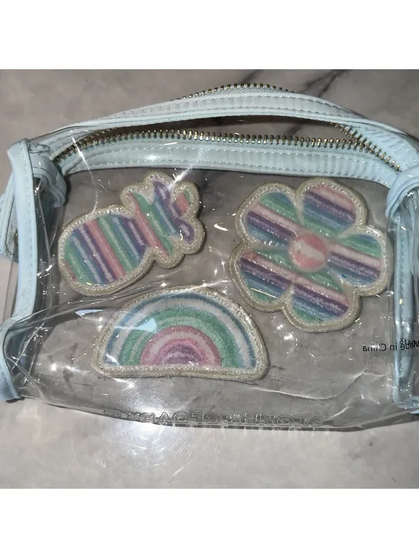 Stoney Clover Lane 8" Clear Sky Makeup Pouch Bag Pineapple Rainbow Flower Patch - Image 4