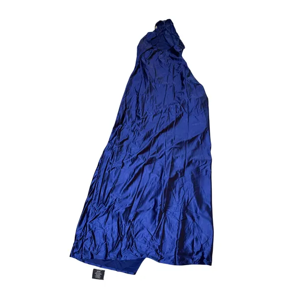 NWT OYS Size Medium Dark Navy Blue One Shoulder Satin Ruched Bodycon Maxi - Image 4