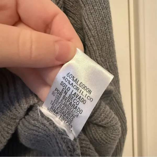 Umgee Grey Ruffle Wide Long Sleeve Knit Sweater Size Large - Image 7