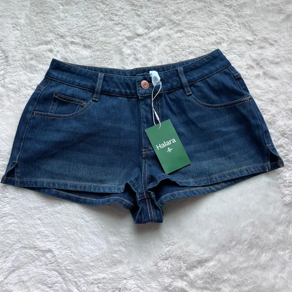 Halara Denim Shorts Dark Wash Blue High Rise Stretch XS Regular 02841421 NWT‎ - Image 2