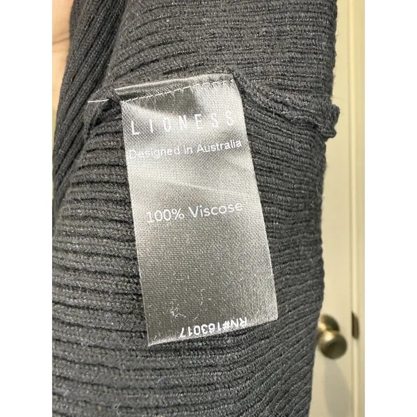 Women’s Lioness Ribbed Knit Cami Top Bow Cutout Black White Contrast Tank Large - Image 6