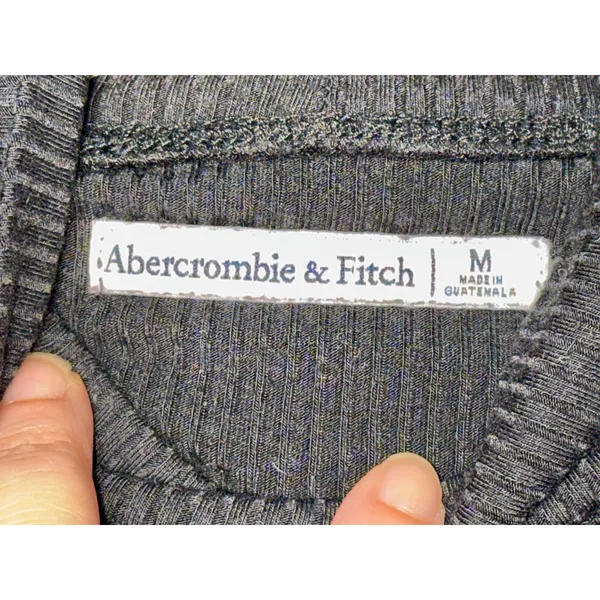Abercrombie & Fitch Black Ribbed Knit Long Sleeve Mock Neck Sweater Top Size M - Image 4