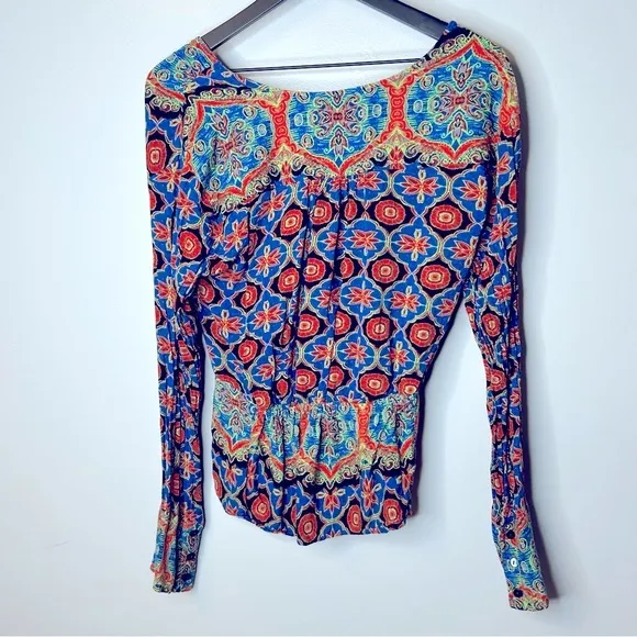 Free People Falling for You Blue‎ Boho Top Size M - Image 4