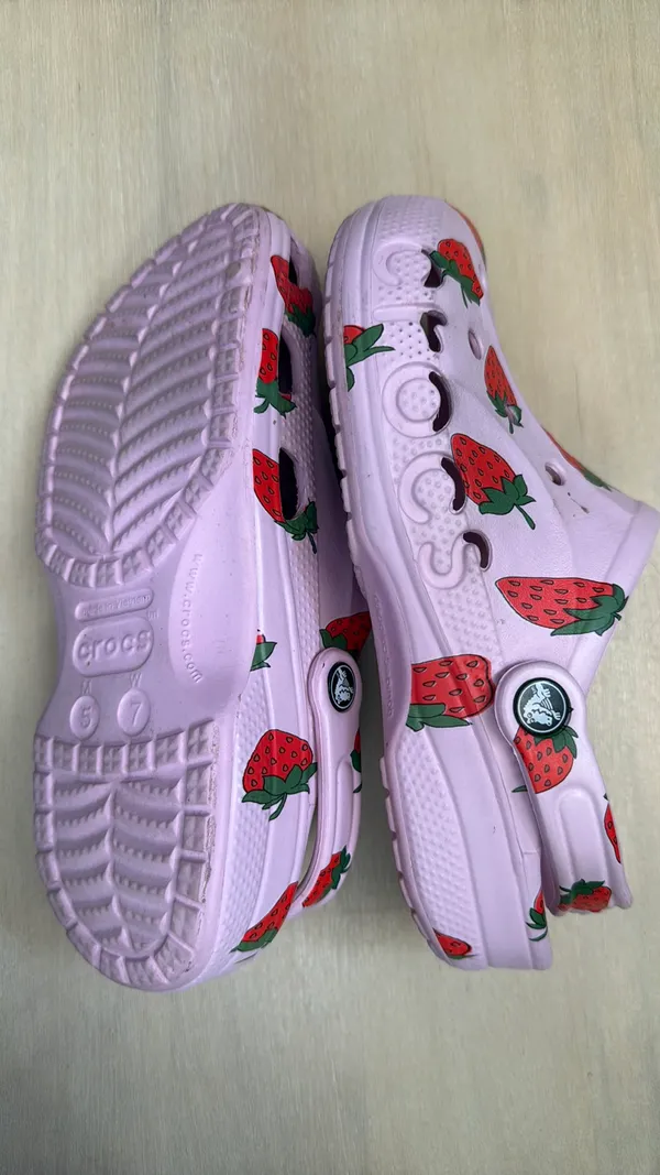 Baya Seasonal Strawberry Printed Crocs in Ballet Pink - Image 2