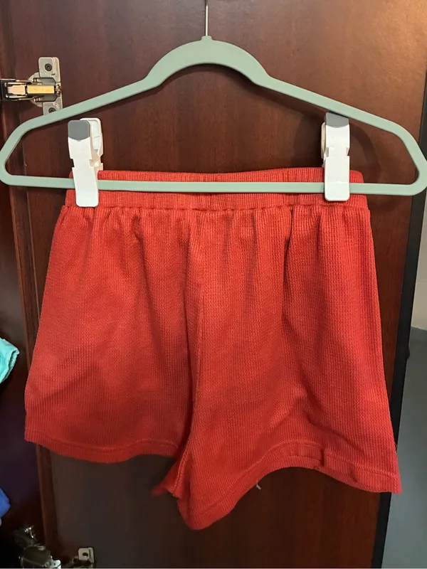 Casual Orange Waffle-Knit Shorts Vettres Brand Size Small - Image 2