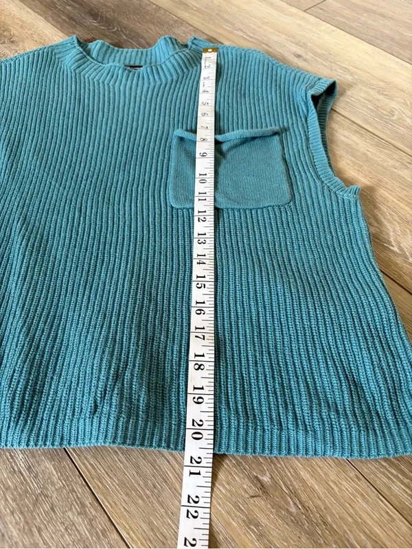 PrettyGarden Teal Knit Sleeveless Sweater Top Size Small - Image 9