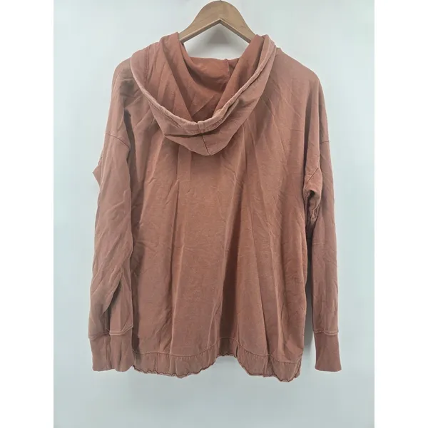 Aerie Hoodie Womens M Oversized Terracotta Orange Raw Hem EUC - Image 3