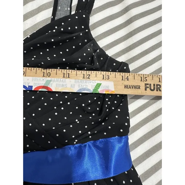 Vintage‎ My Michelle Medium Dress Sweetheart Black White Blue Party Polka Dot - Image 3
