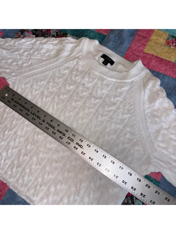 J.Crew Women's S White Cable Knit Cozy Outdoor Sweater Size Small Crewneck - Image 7
