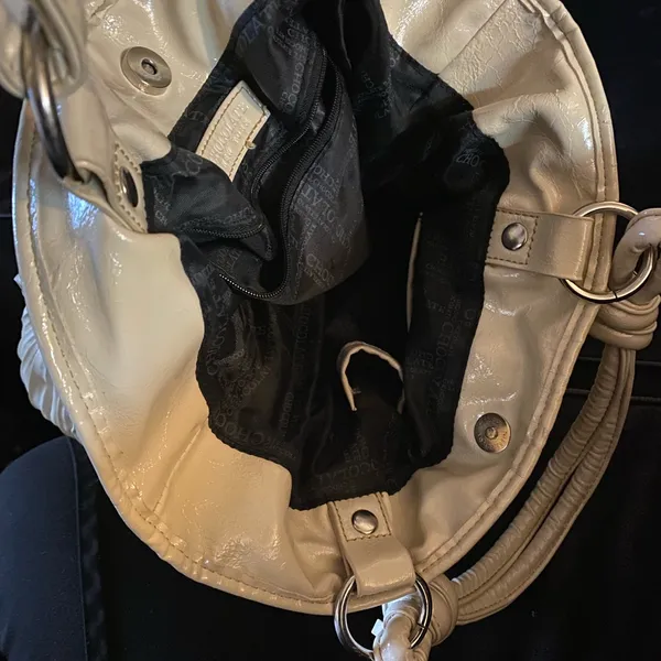 Cream Pleated Shoulder Bag | Chocolate Brand Handbag Purse | Soft Tote | Chic - Image 3