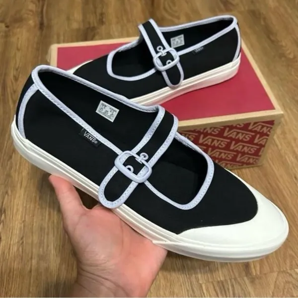 VANS off the wall Mary Jane black buckle shoes sneakers women’s 7 new - Image 7