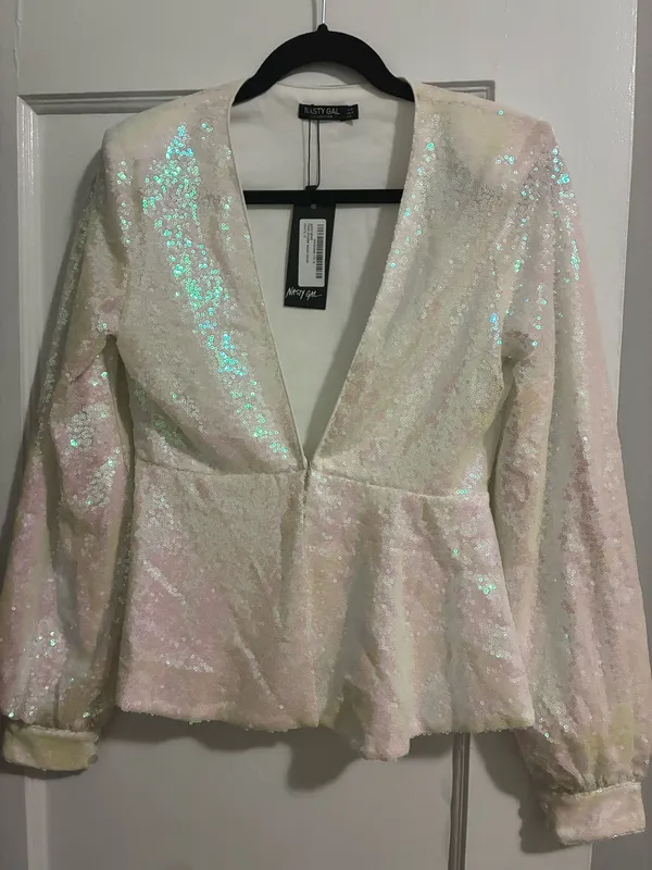 Nasty Gal white Sequin Top - Image 2